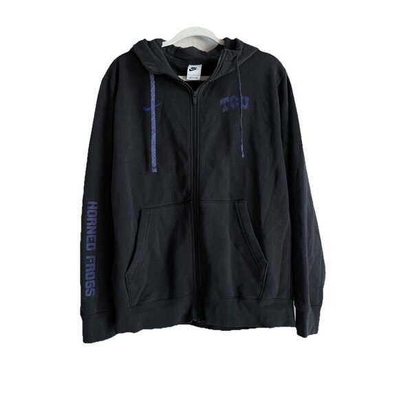 Nike TCU Horned Frogs Men’s Gray Purple Hoodie - Nike Therma-Fit‎ Size Large - Picture 1 of 13